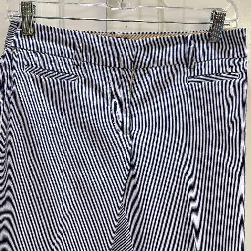 EUC Talbots Petites Crop Pants, Mid-Rise, Blu Pinstripe, Pockets, Cotn-Spndx, 2P